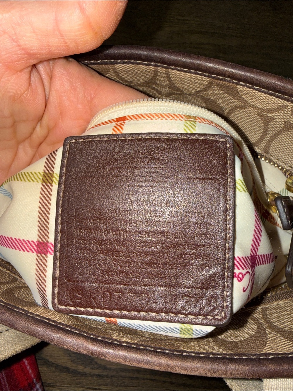 Coach Brown Signature Canvas Tote with Red Logo Accent - Picture 11 of 16